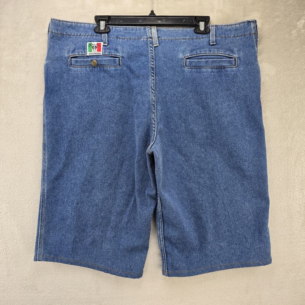 Vintage Hombre Denim Shorts 38 (Fits 42x15) Blue Y2K Skater Chicano Ben Davis - Picture 6 of 13